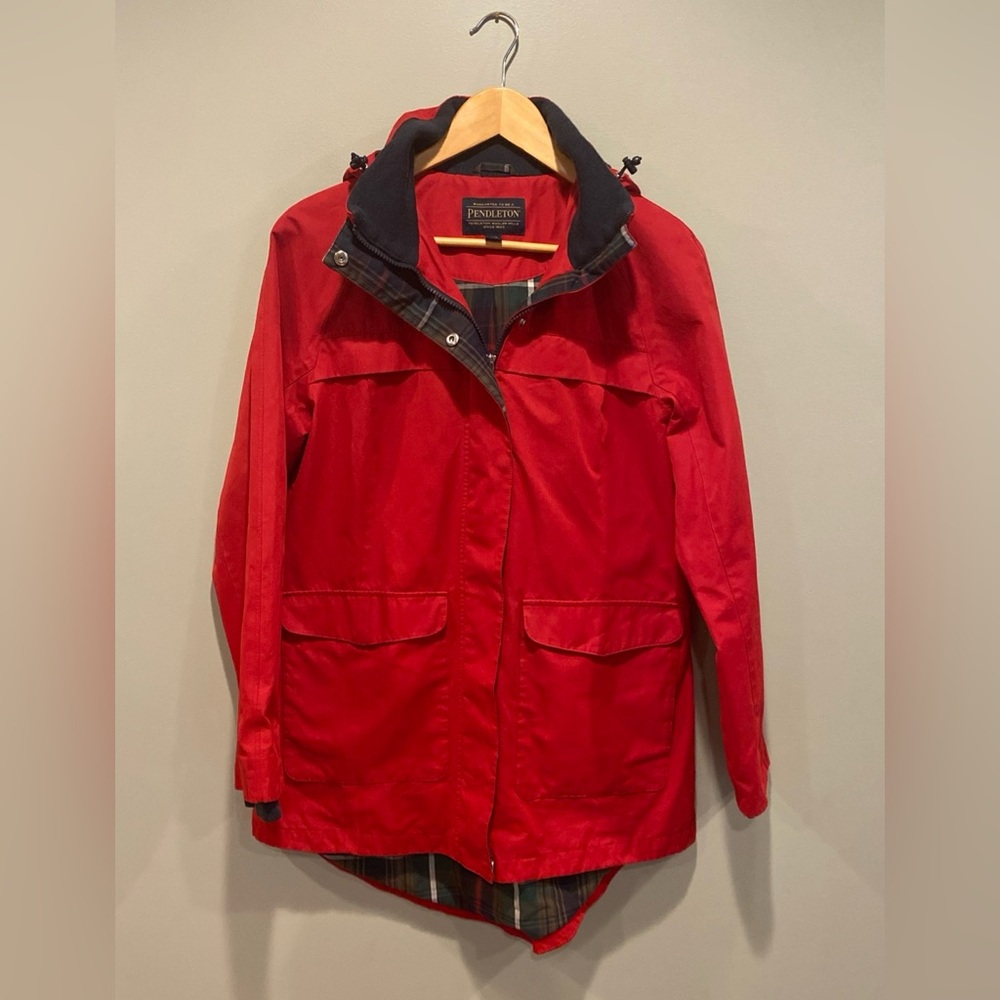 Pendleton Jacket Womens Medium Red Overcoat Rain … - image 1
